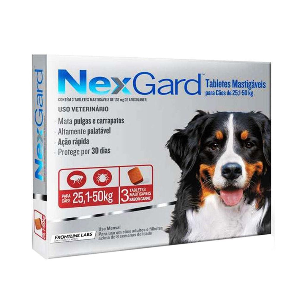 Nexgard Cães De 10,1 A 25kg 3 Tablet Antipulgas Carrapatos