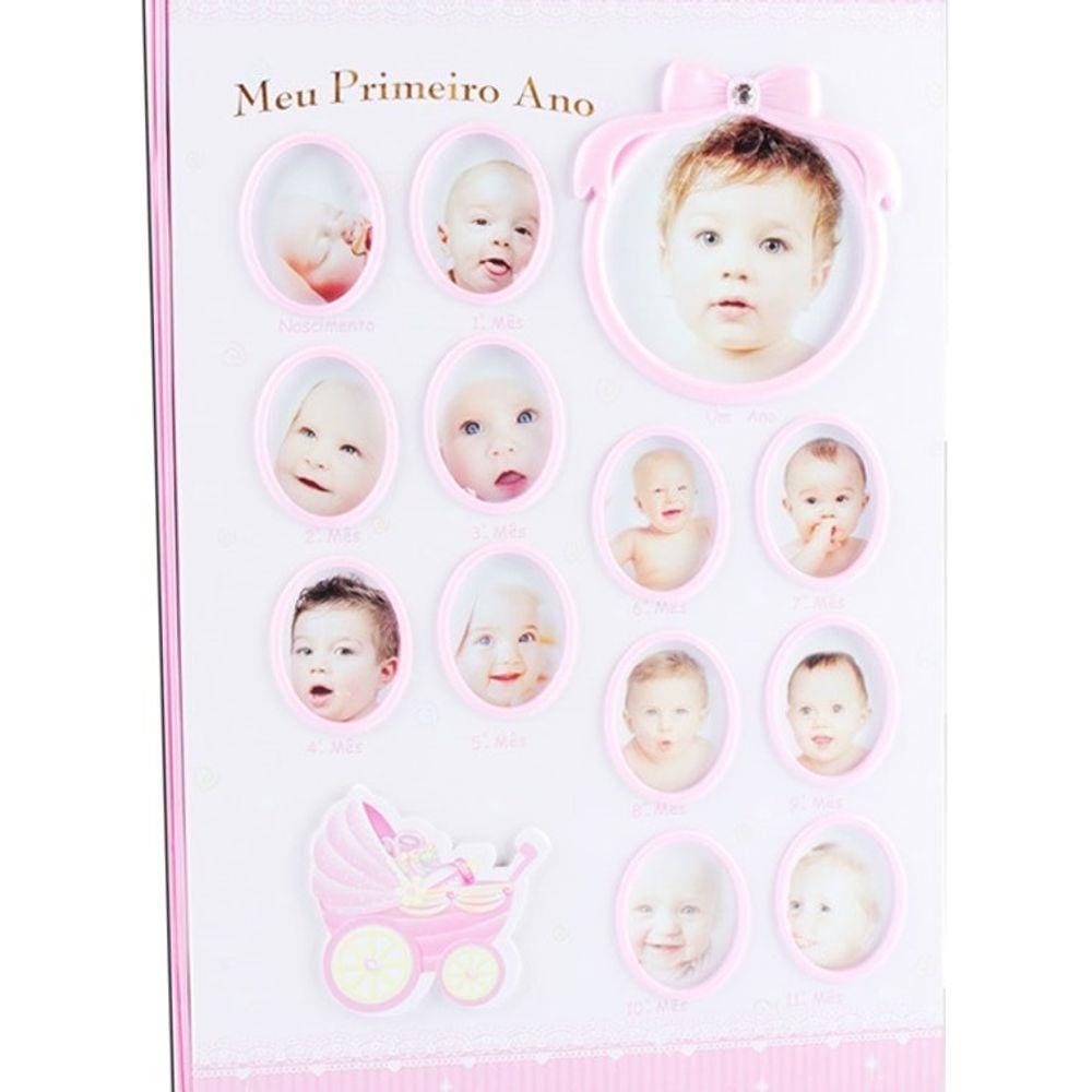 Álbum Bebê Rosa com 180 Folhas para fotos 10x15