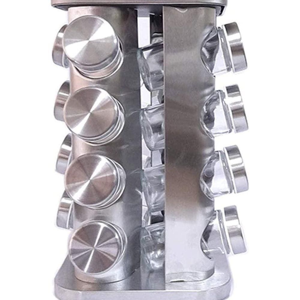 Porta Condimentos Rotativo Quadrado 16 Peças Inox