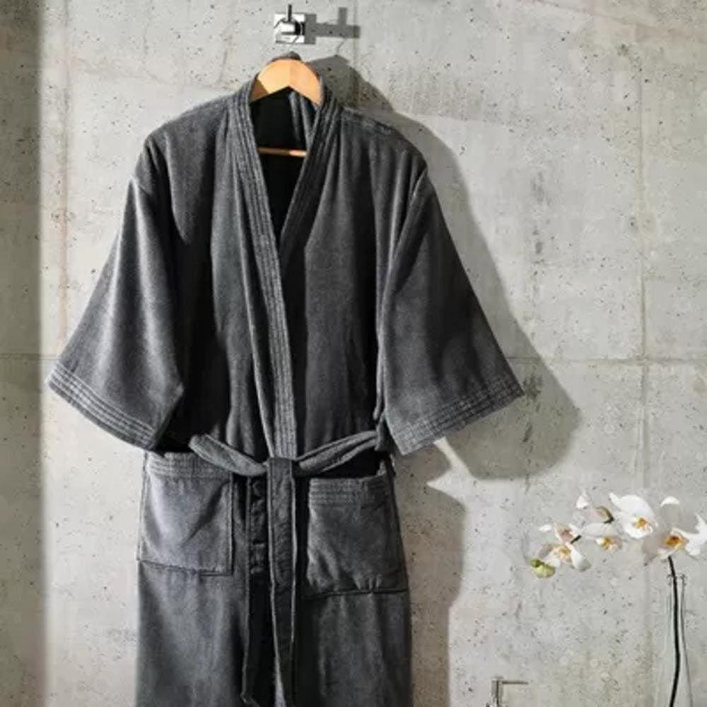 Roupão Dohler Velour Adulto 100% Algodão Grafite Tamanho G