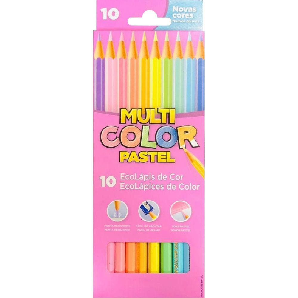 Lápis de Cor Multicolor Pastel 10 Cores