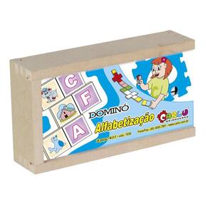 Jogo Educativo Alfabetização Dominó 28 pçs em MDF, Idade 3 +