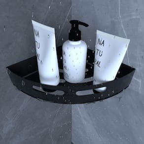 Suporte Porta Shampoo Para Banheiro De Canto Inox Preto