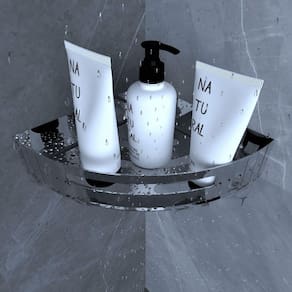 Suporte Porta Shampoo Para Banheiro De Canto Inox Brilhante