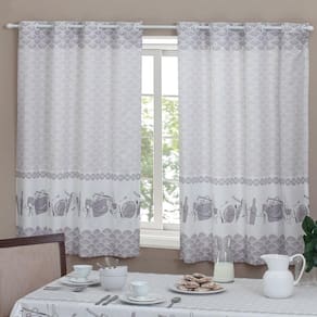 Cortina Casa Alegre Cozinha Cora Estampada Com Ilhoses
