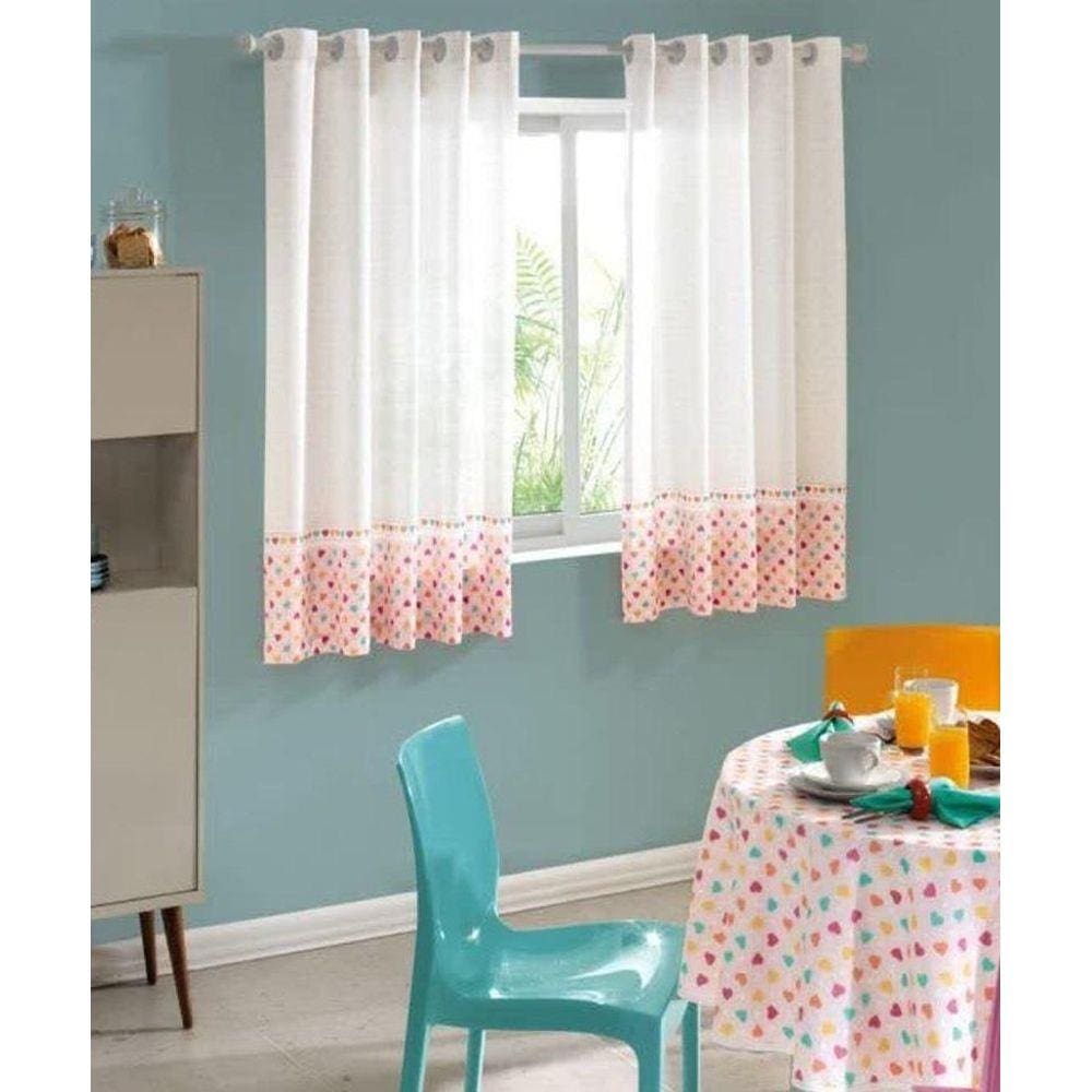 Cortina Para Cozinha Rosa 2,00 X 1,50 Olga Eva 02 Dohler