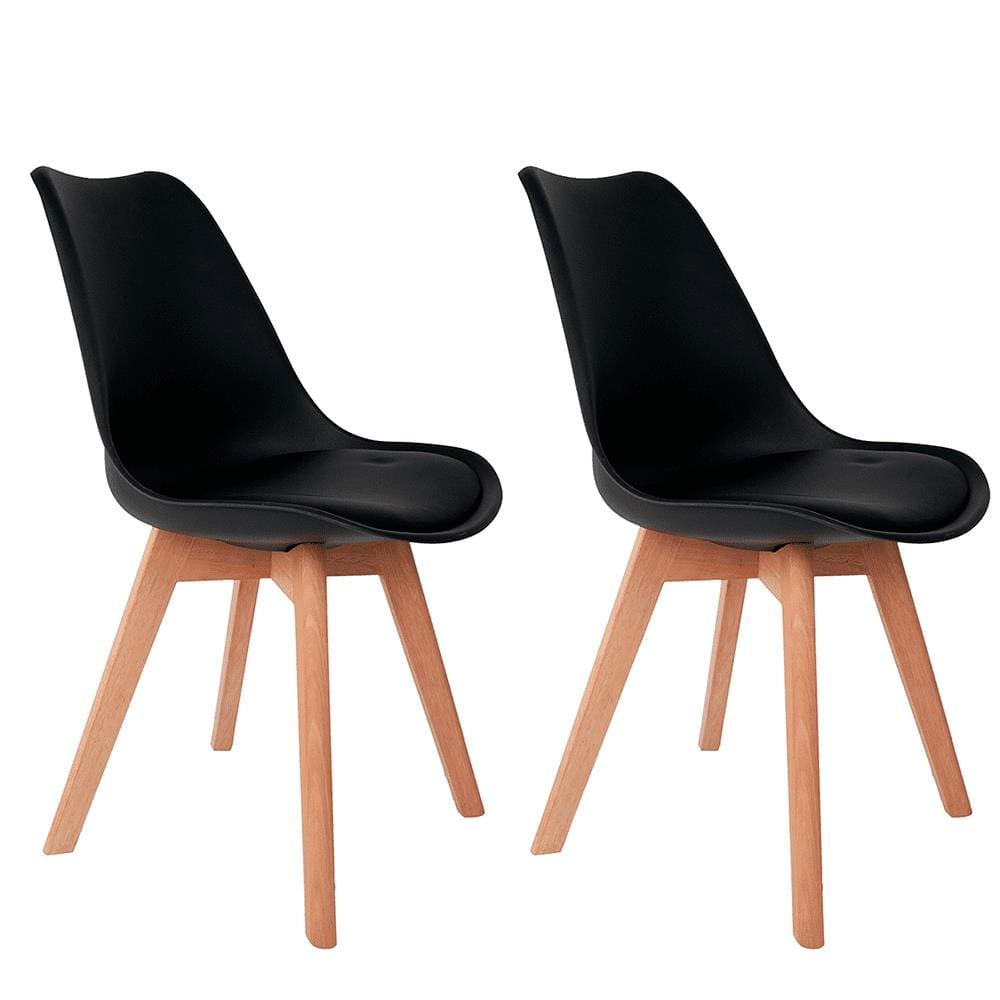 Conjunto com 2 Cadeiras Saarinen Preta - Base Wood