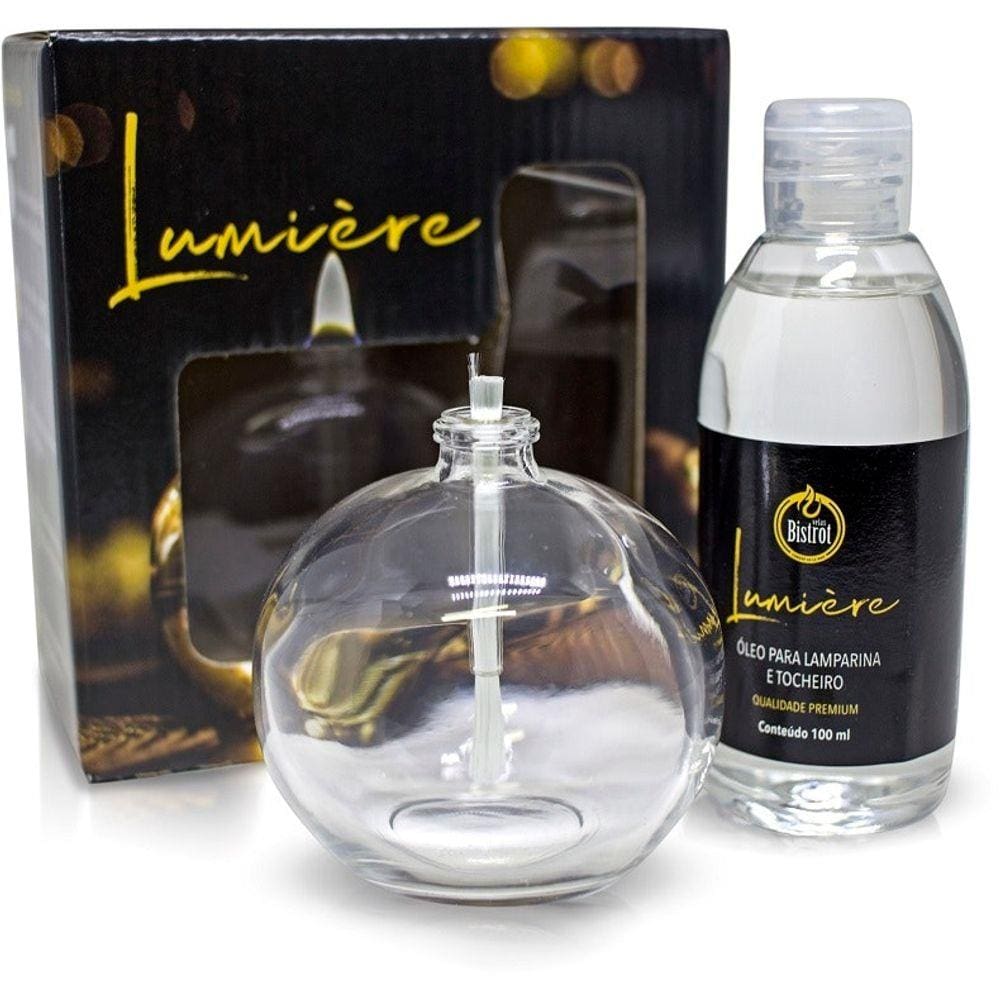 Kit Lamparina Decorativa Bola Lisa Com Fluido de 100ml