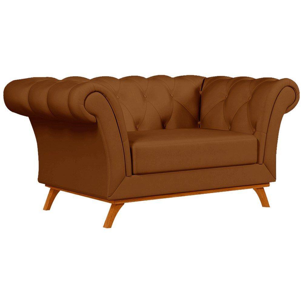 Sofá para Sala de Estar 150cm 1 Lugar Base Madeira Império B-262 Veludo Telha - Domi