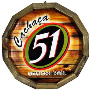 Quadro Tampa de Barril em Madeira Rústica Cachaça 51