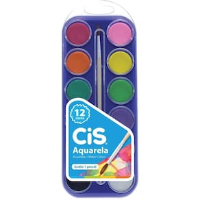 Aquarela Escolar Cis Estojo 12 Cores (6 Unidades) - Sertic