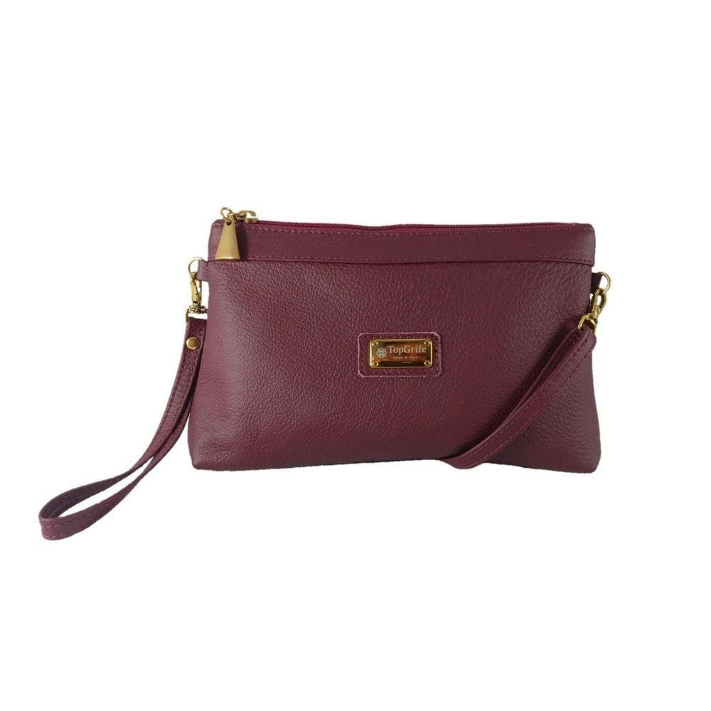 Bolsa Carteira Clutch Topgrife Transversal Couro Bordô