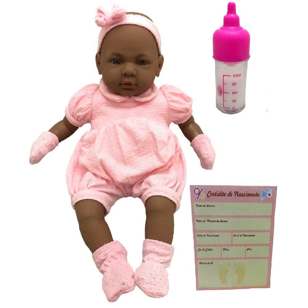 Boneca Bebê Real Recém Nascida Negra Estilo Reborn - Roma