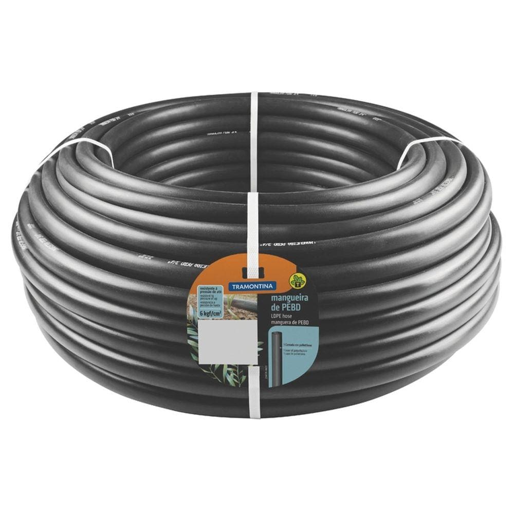 Mangueira para Irrigação 3/4” Tramontina Preta em PEBD 1 Camada 100 m - 2,0 mm Tramontina