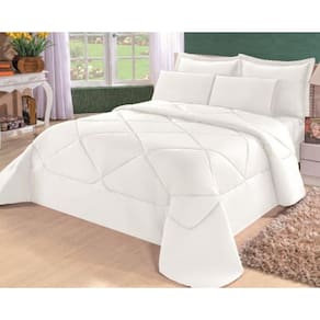 Edredom Queen + Lençol Conforto Dupla Face 6Pçs Branco