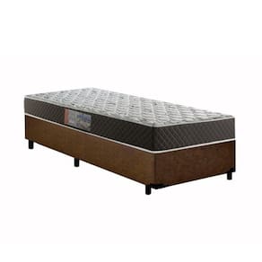 Cama Box Solteiro Colchão Mola Ensacada Premium + Box Suede 60x88x188 Cor:Marrom