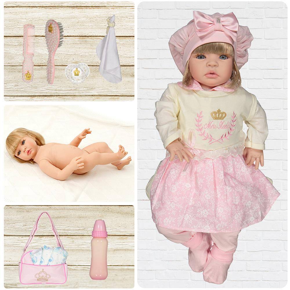 Boneca Bebe Reborn Yasmin Encanto Floral Rosa Cegonha Reborn Dolls Mais 24  Acessórios 48cm - Chic Outlet - Economize com estilo!