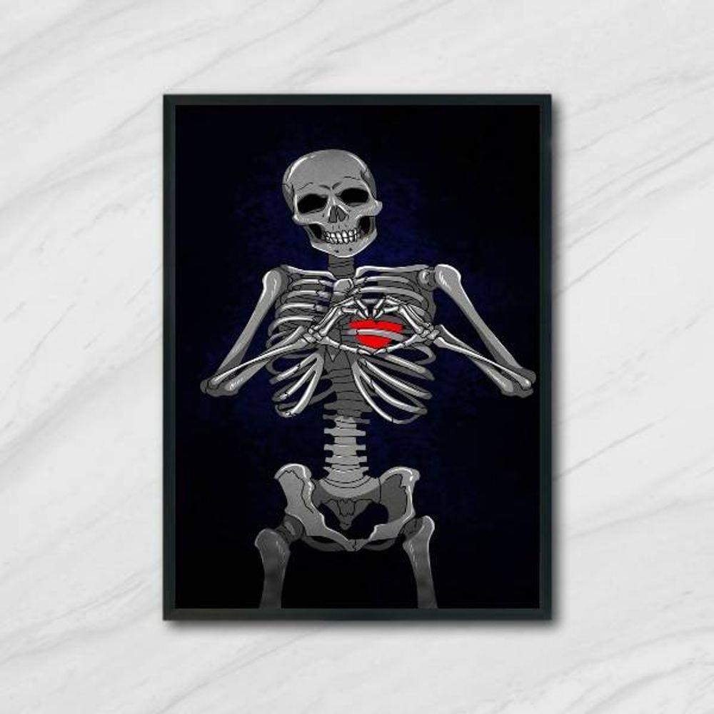 Quadro Decorativo Esqueleto Coração