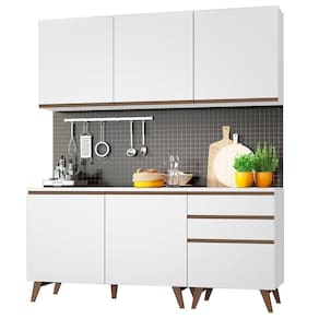 Armário de Cozinha com Balcão 5 Portas 3 Gavetas Branco