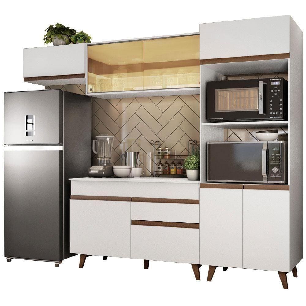 Armário de Cozinha Reims 260001 com Balcão e Tampo Branco