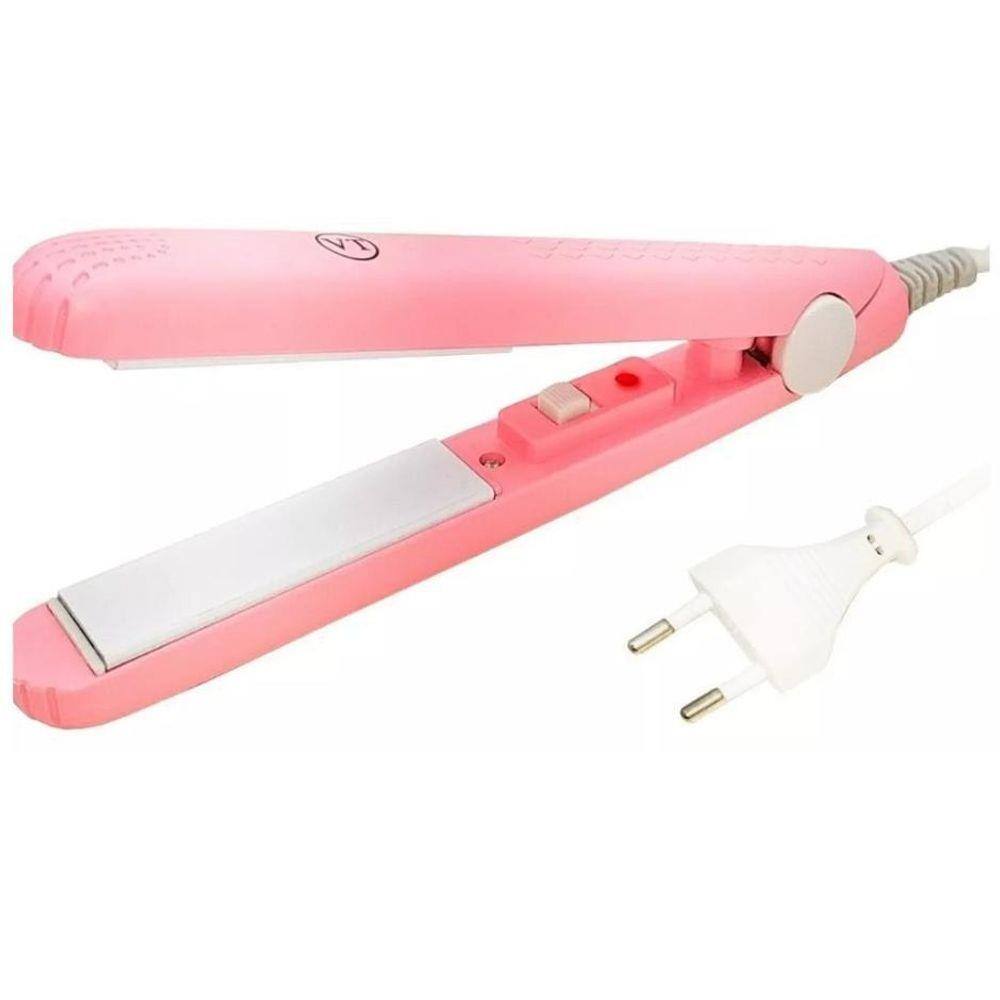 Prancha Mini Alisadora De Cabelo Portátil Bivolt-Rosa