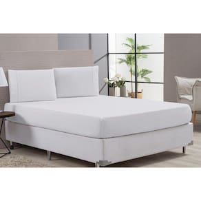 Jogo Lençol Cama Casal Queen 80% Algodão Branco Elástico