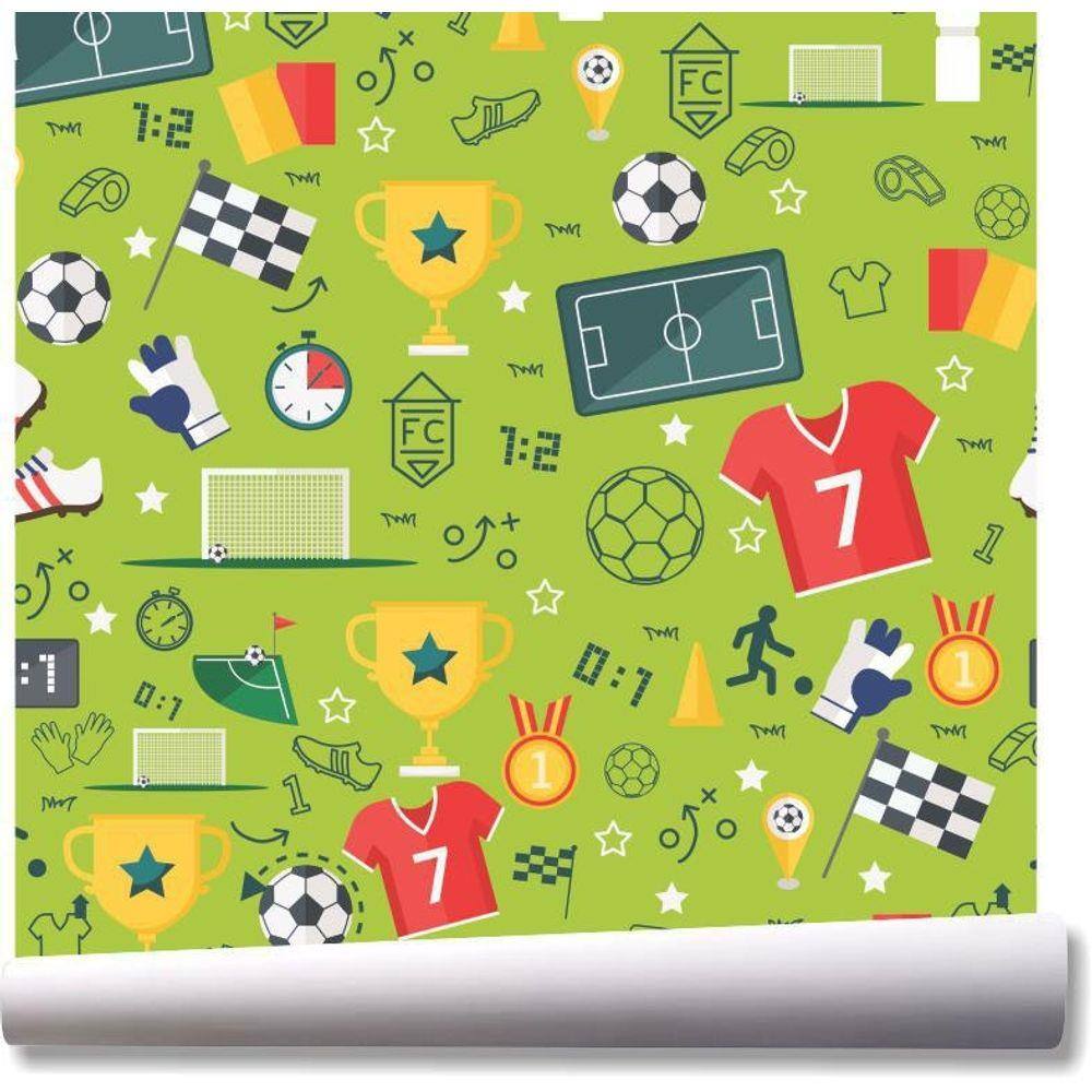 Papel De Parede Futebol Jogo Bola Esporte Kit 02 Rolos A671