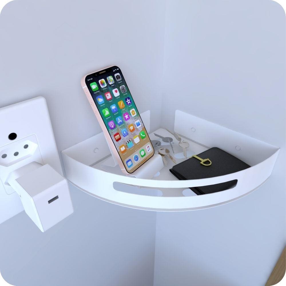 Prateleira de Canto Para Quarto Inox Branca Multiuso