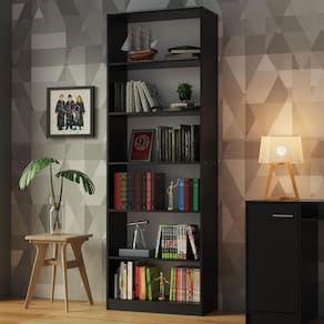 Estante Livreiro Madesa 6908 com 6 Nichos - Preto