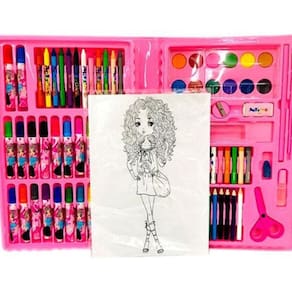 Maleta De Pintura Infantil Para Colorir 98 Peças + Desenhos
