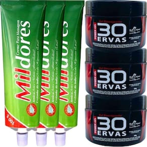 Kit 3 Gel 30 Ervas Power 300G + 3 Creme Massagem Mil Dores