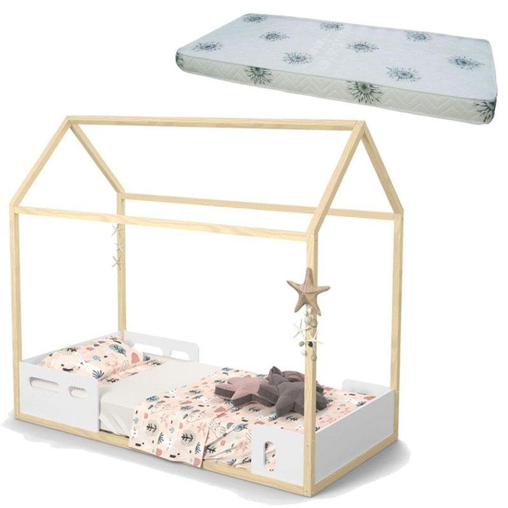 Cama Montessoriana Liv Branco Natural com Colchão - Matic