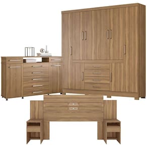 Quarto Casal New Realce com Cômoda London e Cabeceira Triunfo Amendola - Demóbile