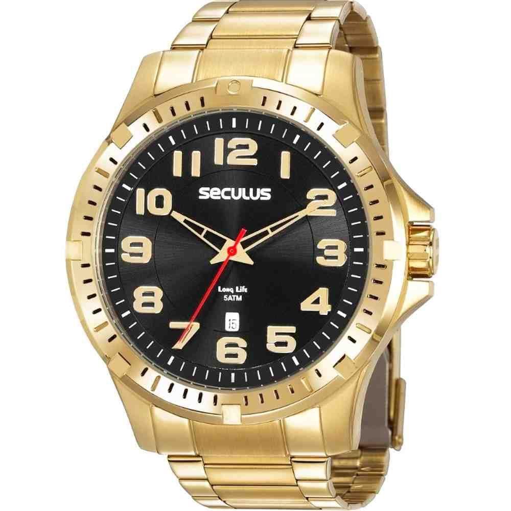 Relógio Seculus Masculino Dourado 20787GPSVDA3