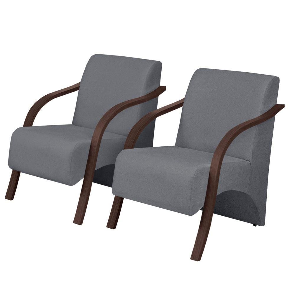 Kit 2 Poltronas Decorativas Vênus 1 Lugar Braço Pé Madeira D Salla Suede