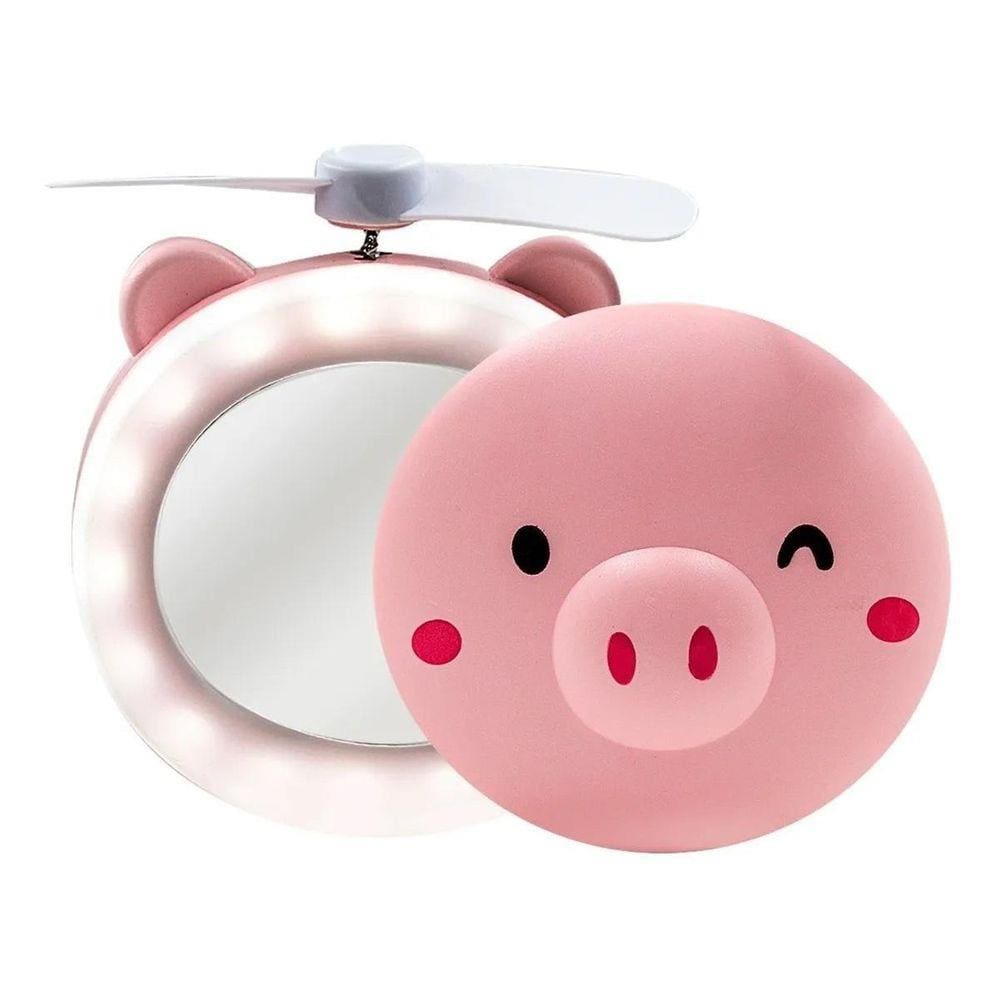 Mini Ventilador Portátil Com Espelho Led Super Premium