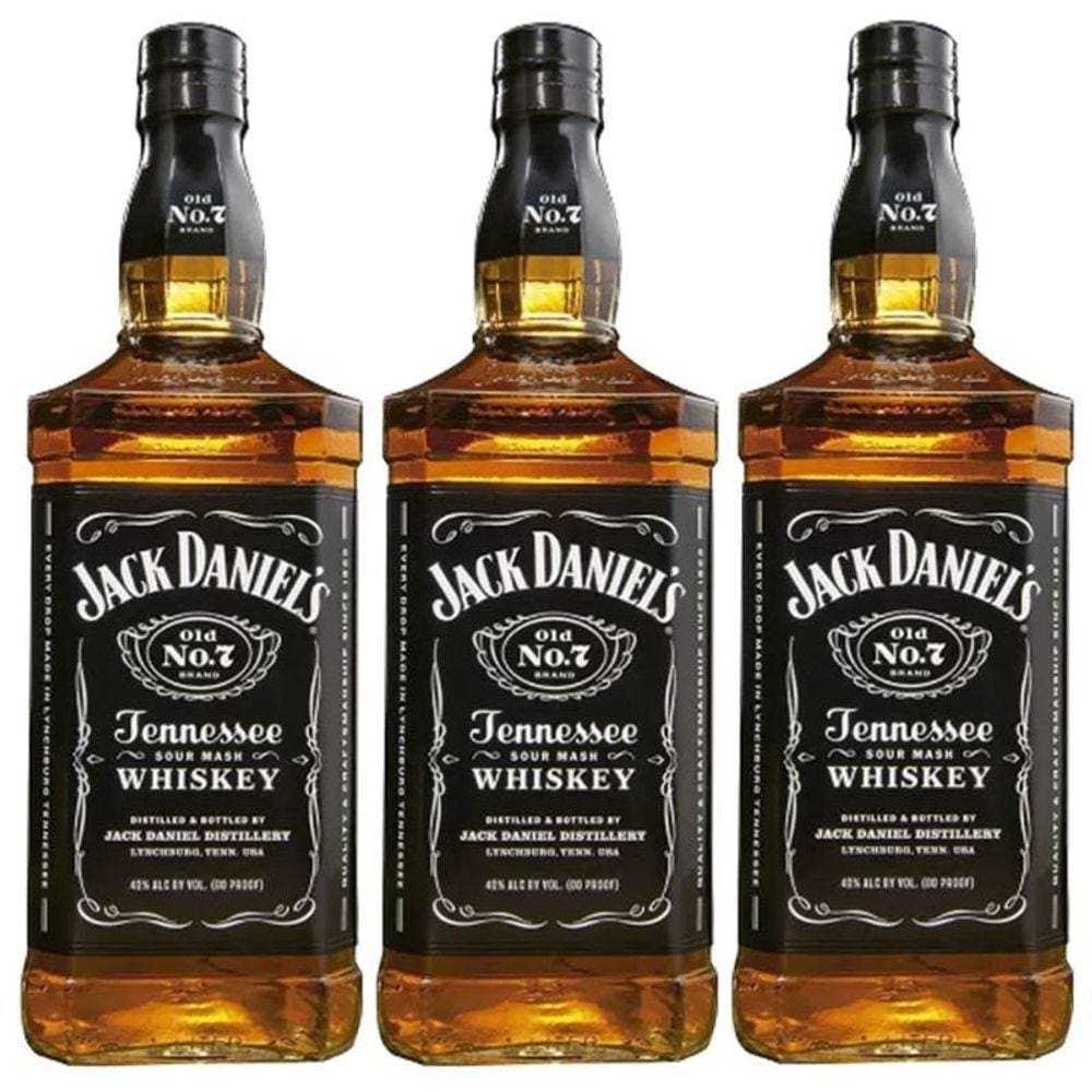 Whisky Jack Daniel`s Tennessee 1 Litro 03 Unidades