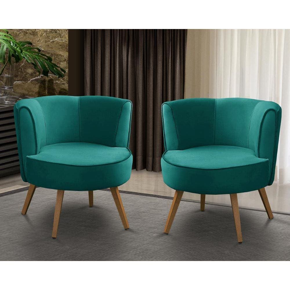 Kit 2 Poltronas Para Sala Decorativa Isa Suede Tiffany Adonai Estofados