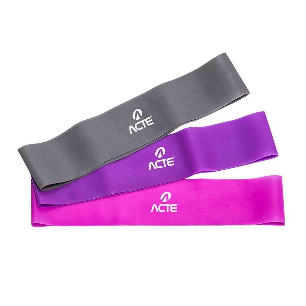 mini bands acte sports com 3 níveis de resistências