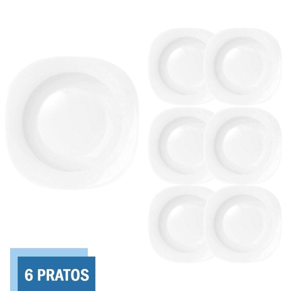 Prato Temperado 22cm Quadrado Plaza Refeição Duralex - 6 Un