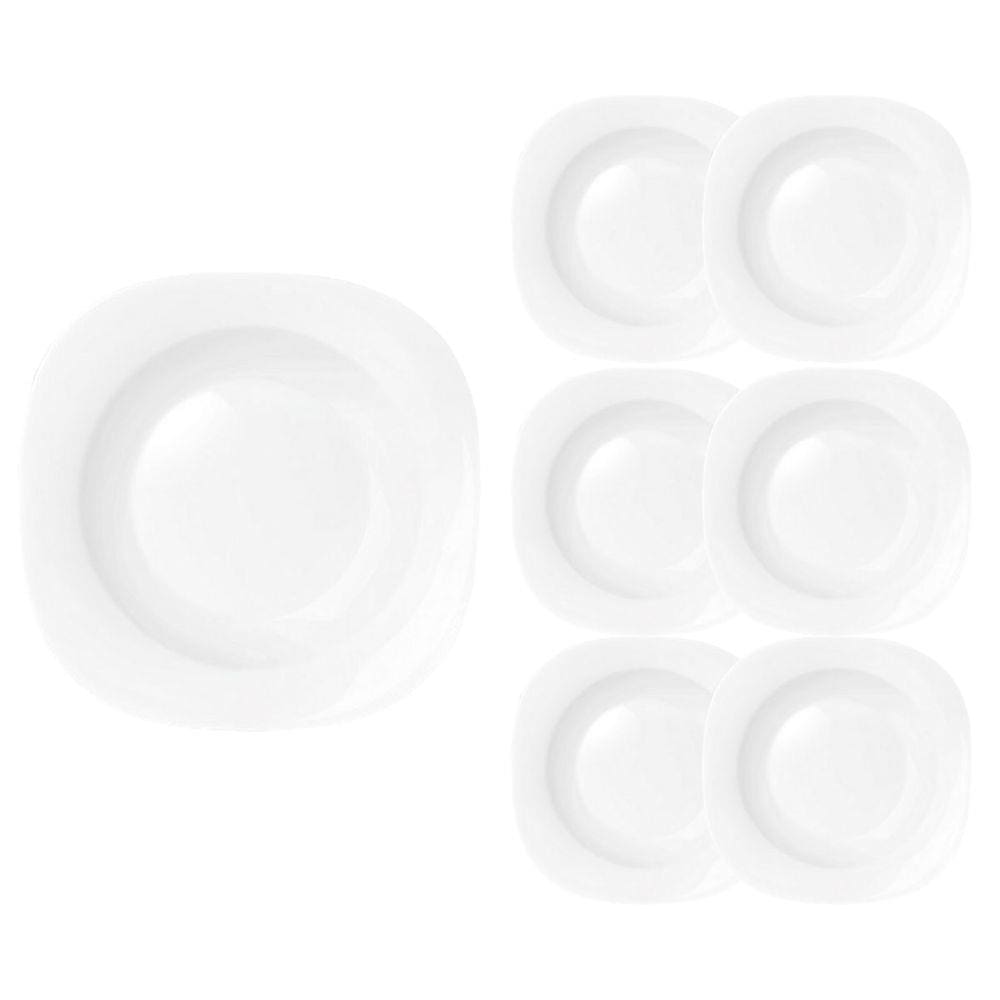 Kit 6 Prato 22cm Quadrado Fundo Refeição Plaza Luxo Duralex
