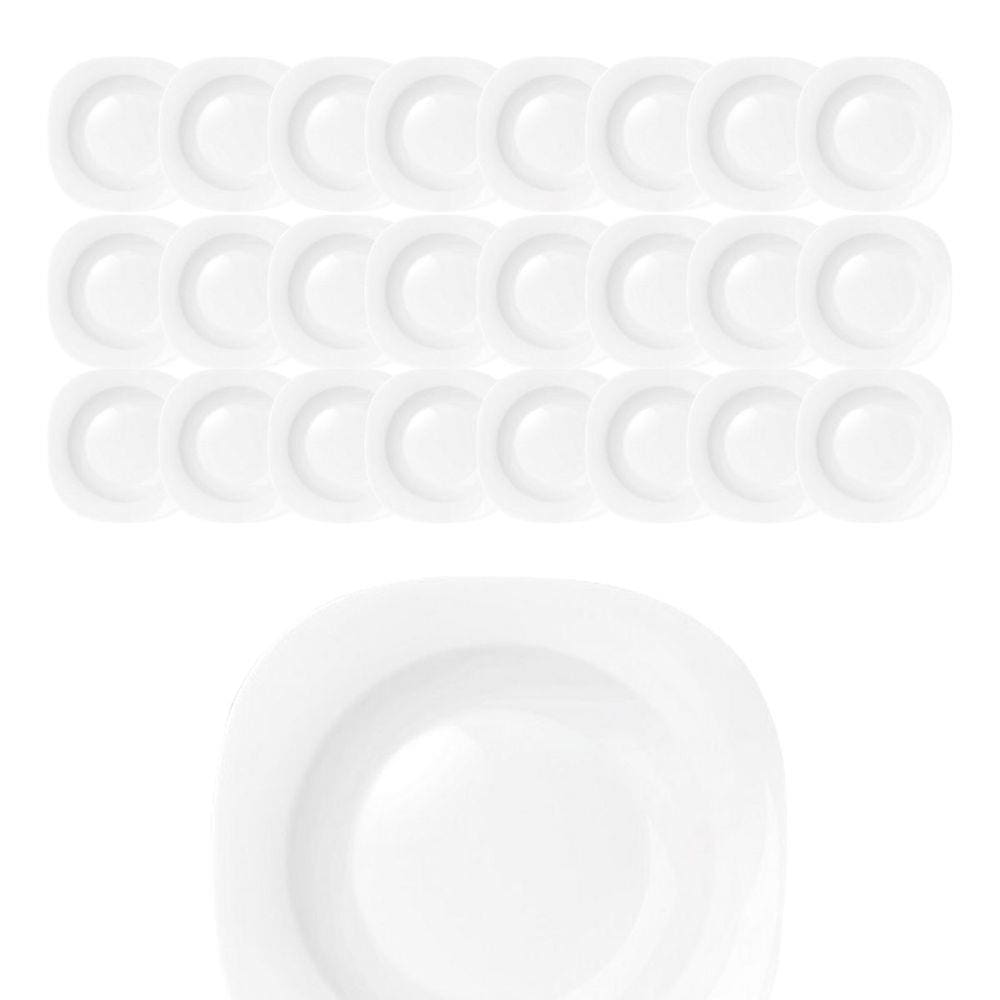 Kit 24 Prato 22cm Quadrado Fundo Refeição Plaza Luxo Duralex