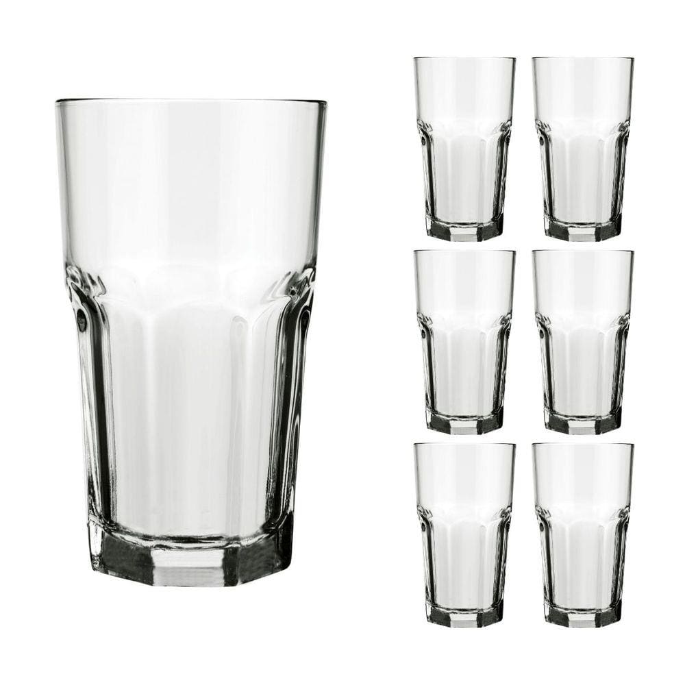 Jogo 6 Copos 340ml Vidro Bristol Suco Drinks Transparente