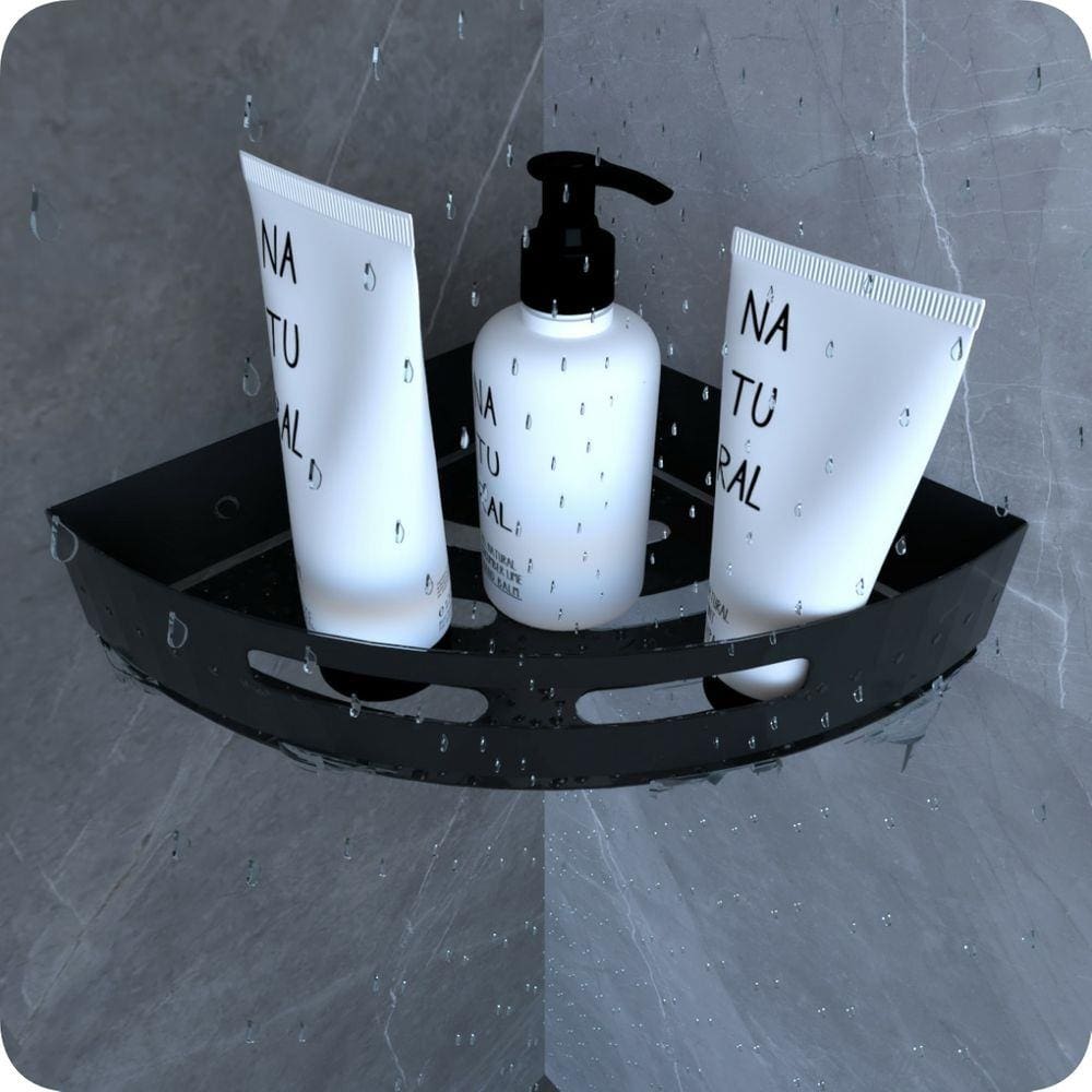 Suporte Porta Shampoo Para Banheiro De Canto Inox Preto