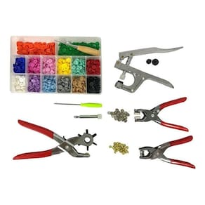 Kit Alicate Pregar Botão Plástico Aplicar Botão de Metal Ilhós 280 Botões Ritas