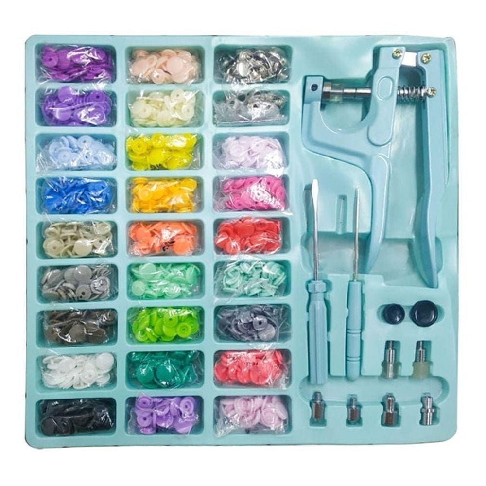 Kit Alicate De Pressão Botão Plástico Ilhós Botões De Metal
