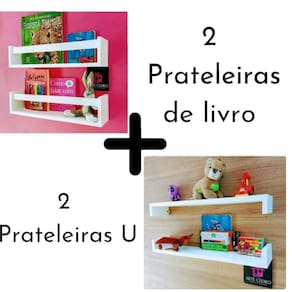 4 Prateleira Revisteiro Estante U Nicho Para Brinquedos Decoração Casa 55cm