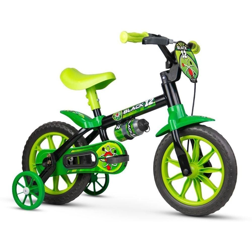 Bicicleta Infantil Verde E Preta Nathor Menino Black Aro 12