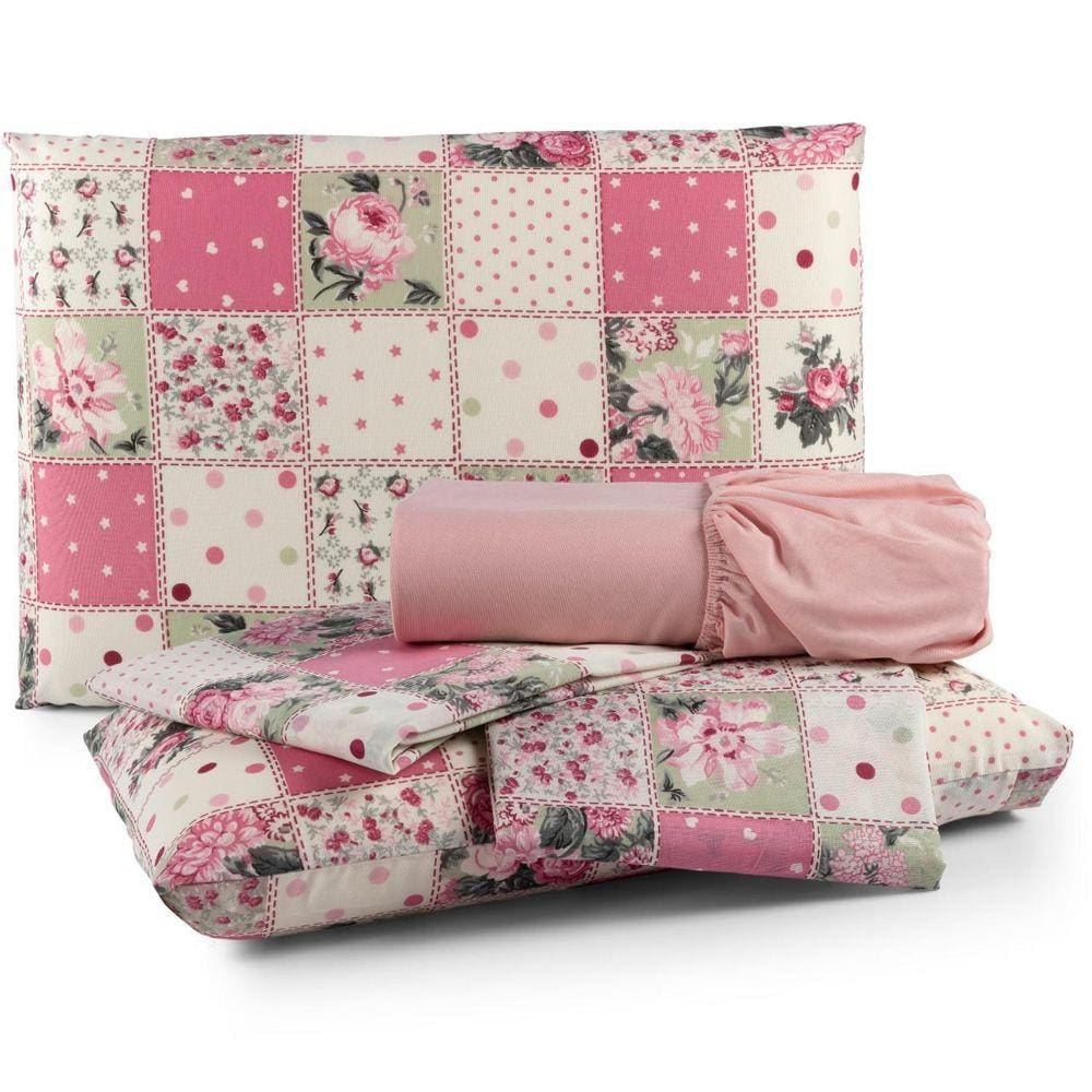 Jogo de Cama Lençol Casal Queen Estampado Percal 4 Un