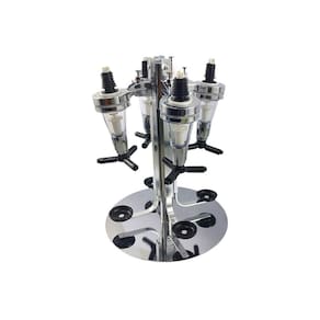 Porta Bebidas Dispenser Bar Butler Whisky Pinga Vodka Dosador Giratório Aço Inoxidável Para 4 Garrafas